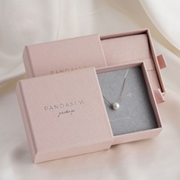 Boîte à bijoux en papier de luxe rose doré PandaSew avec logo personnalisé, pour bracelet, pendentif, bague, cadeau, 1200g