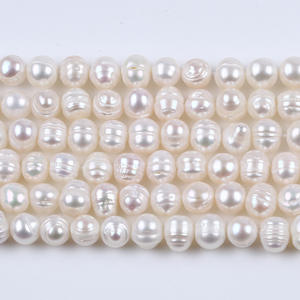 Perles d'eau douce naturelles de Zhuji, 6-7 mm, blanches, forme ovale, perles dispersées, pour la fabrication de bijoux en DIY, matériaux d'accessoires - Product Image 1