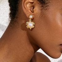 POWELL Boucles d'oreilles en acier inoxydable plaqué or 18 carats, étanches, inaltérables, motifs tortue de mer, oiseau, cœur, perle, fleur, vente en gros