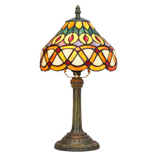 European Vintage Tiffany Stained Glass Table <strong>Lamp</strong> <strong>Peacock</strong> Feather Dome <strong>Shade</strong> E26/E27 Base Farmhouse Bedroom Bedside Electric - Product Image 5