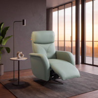 Fauteuil inclinable électrique moderne en cuir véritable à double moteur, pivotant avec dossier inclinable indépendant