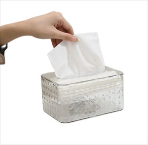 Aoniu Boîte à mouchoirs transparente en diamant de luxe léger Boîte de rangement multifonctionnelle murale - Product Image 2