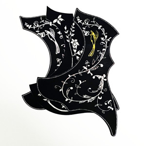 Piastra Protettiva Speciale per Chitarra Acustica Folk con Motivo Floreale Nero e Argento, Antigraffio, per Chitarre da 40-41 Pollici - Product Image 6