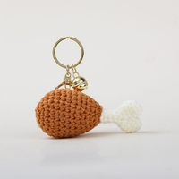 Pendentif alimentaire créatif en tricot imitation fil, poulet frit, crème glacée, porte-clés amusant, petit cadeau personnalisé