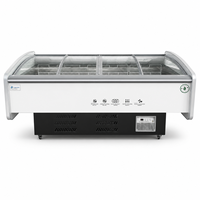 Table de préparation réfrigérée pour boissons, 260L, 4 portes coulissantes vitrées, refroidissement direct R290a, 2-8°C, acier inoxydable