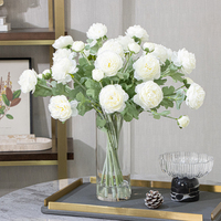 Ensembles d'arrangements de fleurs artificielles OEM, fleurs en soie, fleurs artificielles en plastique avec vase en verre pour centre de table de mariage