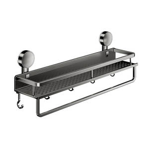 Étagère de salle de bain à ventouse, pas besoin de percer ou de clouer, toilette en aluminium murale, <span class=keywords><strong>rangement</strong></span> mural pour salle de bain - Product Image 1