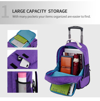 FULIYA vente chaude roulant étudiant sac à dos pour ordinateur portable pour voyage grand sac à dos à roulettes étanche