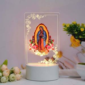 Lámpara LED Acrílica Personalizada de Fábrica con Patrón de Iglesia, Luz Nocturna de Jesús, Lámpara de Ilusión 3D de la Virgen María, Luz Cálida para Sala de Estar - Product Image 2