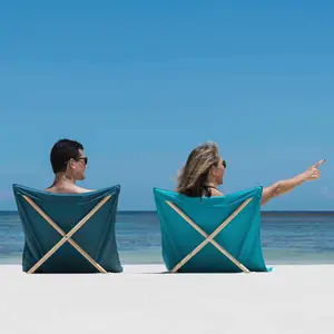 Tappetino da spiaggia da campeggio in tela di legno leggero e pieghevole con schienale regolabile, sedia da spiaggia pieghevole senza sabbia