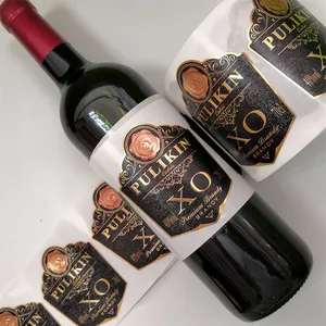Imprimment galateo Custom rotolo Packaging bottiglia di vino carta testurizzata goffratura lamina d'oro etichette adesivi stampa per il vino rosso