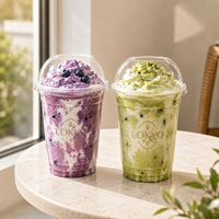 LOKYO Vente en gros de gobelets en plastique pour bubble tea de 24 oz, design personnalisé, gobelets en plastique jetables pour milkshake, crème glacée, thé au lait de 16 oz avec couvercles