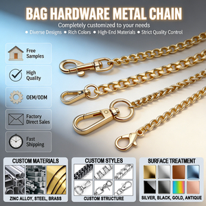 Cadenas Metálicas Personalizadas para Bolsos, Accesorios de Herrajes para Bolsos, Cadena Dorada y Plateada para Bolsos de Mano y <span class=keywords><strong>Bandolera</strong></span>, Venta al Por Mayor - Product Image 2