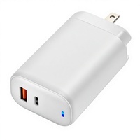 Chargeur GaN 65W Max, adaptateur de charge rapide USB-C 2 ports, prise US EU UK en AU, chargeurs muraux QC PD pour téléphone, ordinateur portable, tablette