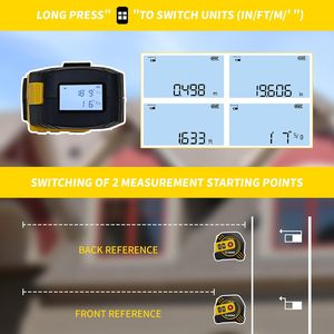 Télémètre laser multifonction 2 en 1 rechargeable 80 m avec ruban de mesure de 5 m, écran LCD avec rétroéclairage laser - Product Image 2
