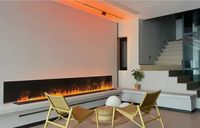 Cheminée 3D intégrée ultra-mince à flamme simulée, humidificateur, pour fond TV, personnalisable, avec fonction de surchauffe en anglais