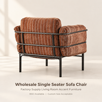 Fauteuil d'appoint simple à cadre métallique en tissu rayé, qualité commerciale, directement de l'usine, pour hôtel, salon, villa