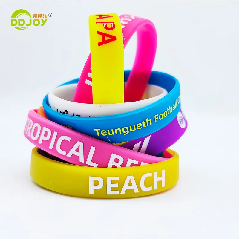 Mix Color Wholesale Waterproof Silk Screen Printing Cheap Rubber Bracelets Custom Silicone Wristbands