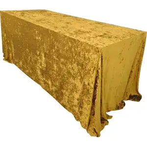 High Quality Outdoor Party Table Cloth Cover Linen Overlay Velvet Rectangle Gold Wedding Party Tablecloth