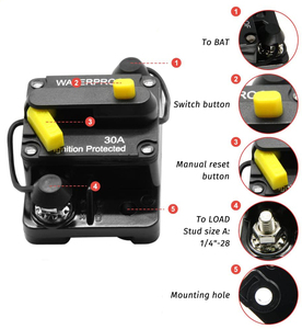 30-300a Stroomonderbreker Dual Batterij 12V 24V <span class=keywords><strong>Dc</strong></span> Zekering Handmatige Reset Auto Stroomonderbreker Auto Audio In-Line Automatisch Herstel - Product Image 5