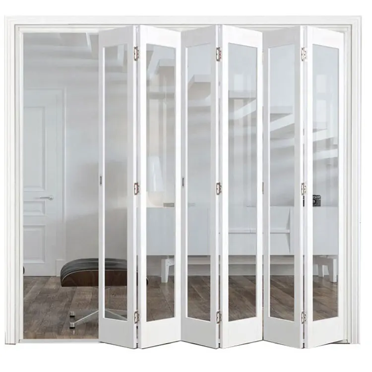 Puerta plegable Exterior de doble acristalamiento, perfil moderno de conchas Upvc de 2,2mm de grosor