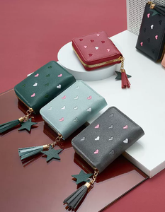 Gran oferta, billetera de cuero PU para mujer con cierre de cremallera, colgante de estrella, decoración de borlas para niñas y mujeres - Product Image 4