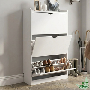 Zapatero Blanco Ajustable <span class=keywords><strong>para</strong></span> Sala de Estar, Diseño Ultrafino Abatible, Moderno y Sencillo, de Madera, <span class=keywords><strong>para</strong></span> Montar en la Pared - Product Image 1