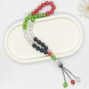 Braccialetto Islamico con 33 Perle Tasbih Bandiera Palestinese 10mm, Gioiello Trendy, Regalo di Preghiera Musulmano, Perle Acriliche 10mm Palestina - Product Image 4