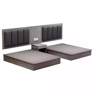 Modern Standard Hotel Bedroom Furniture Sets Cheap Wood <b>Twin</b> Single <b>Bed</b> <b>Frame</b> With Upholstered Headboard Mattress & Nightstands - Product Image 2