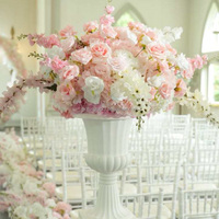 Orchidée Phalaenopsis rose 50 cm au toucher réel intemporel, fournitures de décoration de mariage, boule de fleurs MoKtong couleur champagne pour table de gâteau
