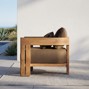 Sofá de Jardín Moderno de Madera Maciza, Muebles de <span class=keywords><strong>Exterior</strong></span> con Tela Impermeable, Sillón <span class=keywords><strong>Individual</strong></span> de Lujo <span class=keywords><strong>para</strong></span> Patio, Sillón de Madera <span class=keywords><strong>para</strong></span> Villa - Product Image 2