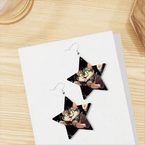 Leather <b>Star</b> <b>Fashion</b> Earrings - Product Image 3