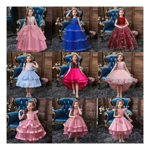 Hochwertiges Kleid Kinder Prinzessin bedruckte Blume Weihnachtsabend Mädchen Mädchen Partykleider Kinderkleider für Mädchen