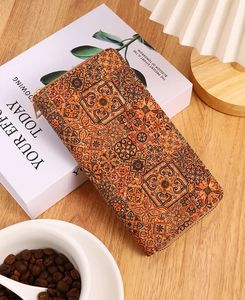 Оптовая продажа Многофункциональный длинный клатч на молнии Ретро женский кошелек модный роскошный пробковый держатель для телефона держатель для кредитных карт кошелек - Product Image 6