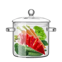 Clear Glass Pot Set for Cooking On Stove - 1.5l/50 Fl Oz Glass Cookware  Simmer Pot for Safe for Pasta Noodle, Soup, Milk, Baby Food