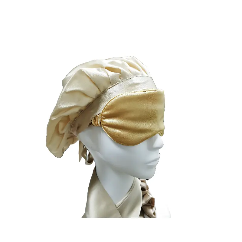 Turban de sommeil en soie pure coloré véritable Satin Double couche bonnet de sommeil accessoires bonnet de cheveux en soie de mûrier avec Logo