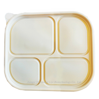 Boîte à lunch en bambou jetable, écologique, biodégradable, sans BPA, micro-ondable, 4 compartiments, récipient alimentaire, assiette à repas, couvercle