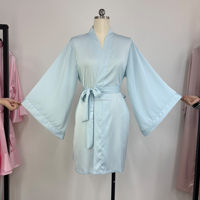 Robe de mariée de luxe en soie à col en V et manches larges pour femme, en satin et mousseline, style kimono, pour demoiselle d'honneur, vente en gros d'usine
