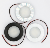 Plafonnier LED rond encastré de 68 mm, 10-30 V, 3 W, avec cadre blanc, pour caravane, camping-car, bateau, lampe à ampoule