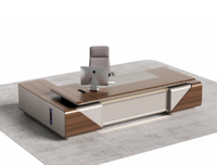 Nouvel arrivage Directeur en forme de L Bureau Table Manager PDG Boss Mobilier de bureau Utilisation de bureau Bureau de direction de 3.2m avec double armoire