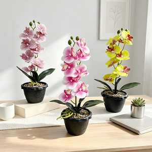 Orchidée Phalaenopsis artificielle en pot, 35 pouces, en caoutchouc souple, pour la décoration intérieure - Product Image 2