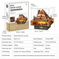Kit DIY de Nook de Livre Miniature, Puzzle 3D en Bois, Maison de Poupée avec Lumière à Capteur et Cache-Poussière, Ensemble de Construction pour Adultes, Cadeau de Fêtes
