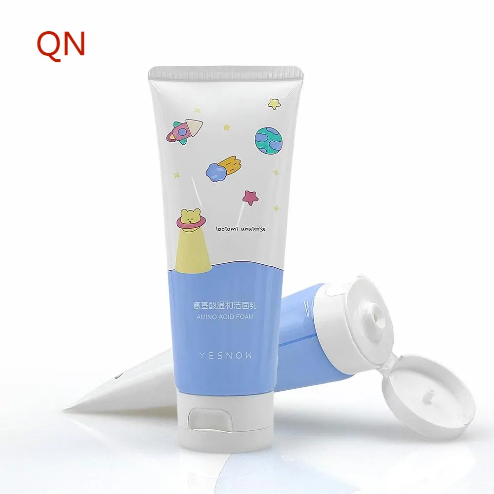 customize printing logo hand cream tubes 100ml cosmetic package tube packaging for baby lotion facial cleanser with flip cap