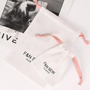 White Linen Cotton Gift Bags Packing Jewelry Drawstring Pouch Cotton Organic Cotton Muslin Fabric Drawstring Bags Custom 5-8days