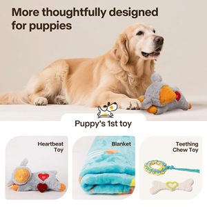 AFP Kit de iniciación para Cachorros para aliviar la ansiedad, juego esencial para perros recién nacidos, latido del corazón, ayuda para dormir, manta acogedora, paquetes de calor, cuerda de látex, juguete para masticar - Product Image 3