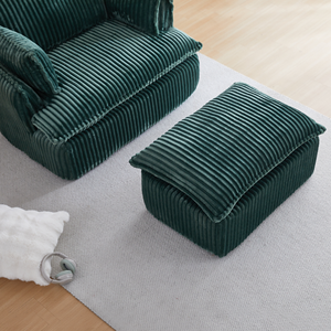 Sofá Modular Moderno Tapizado, Otomana Cuadrada, Tela Resistente, Sofá Cama de Una Plaza, Cojín Relleno de Esponja, Verde - Product Image 4