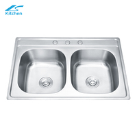 K-8456 Évier à cuvette standard à double capacité Topmount Évier de cuisine en acier inoxydable 304