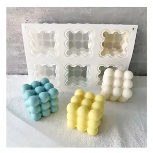 3d Bubble Cube Aromatherapy Candle Silicone Moulds Diy Designer Baking Mousse Cake Mold Moldes Para Velas De Silicona