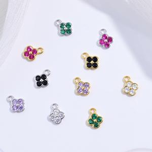 Liontin Perak 925 Cantik dan Menawan Bentuk Semanggi dengan Zirkon Warna-warni untuk Pembuatan Perhiasan Kalung dan Gelang DIY - Product Image 1