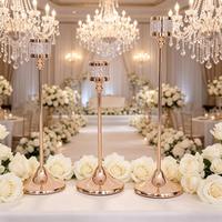 Support de Bougie de Décoration de Mariage en Cristal et Strass, Ornement Style Européen, Accessoire Romantique Doré, Vente Transfrontalière